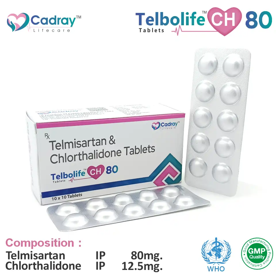 Telmisartan 80mg + Chlorthalidone 12.5mg | Antihypertensive Tablet | Best Price for PCD Pharma Franchise